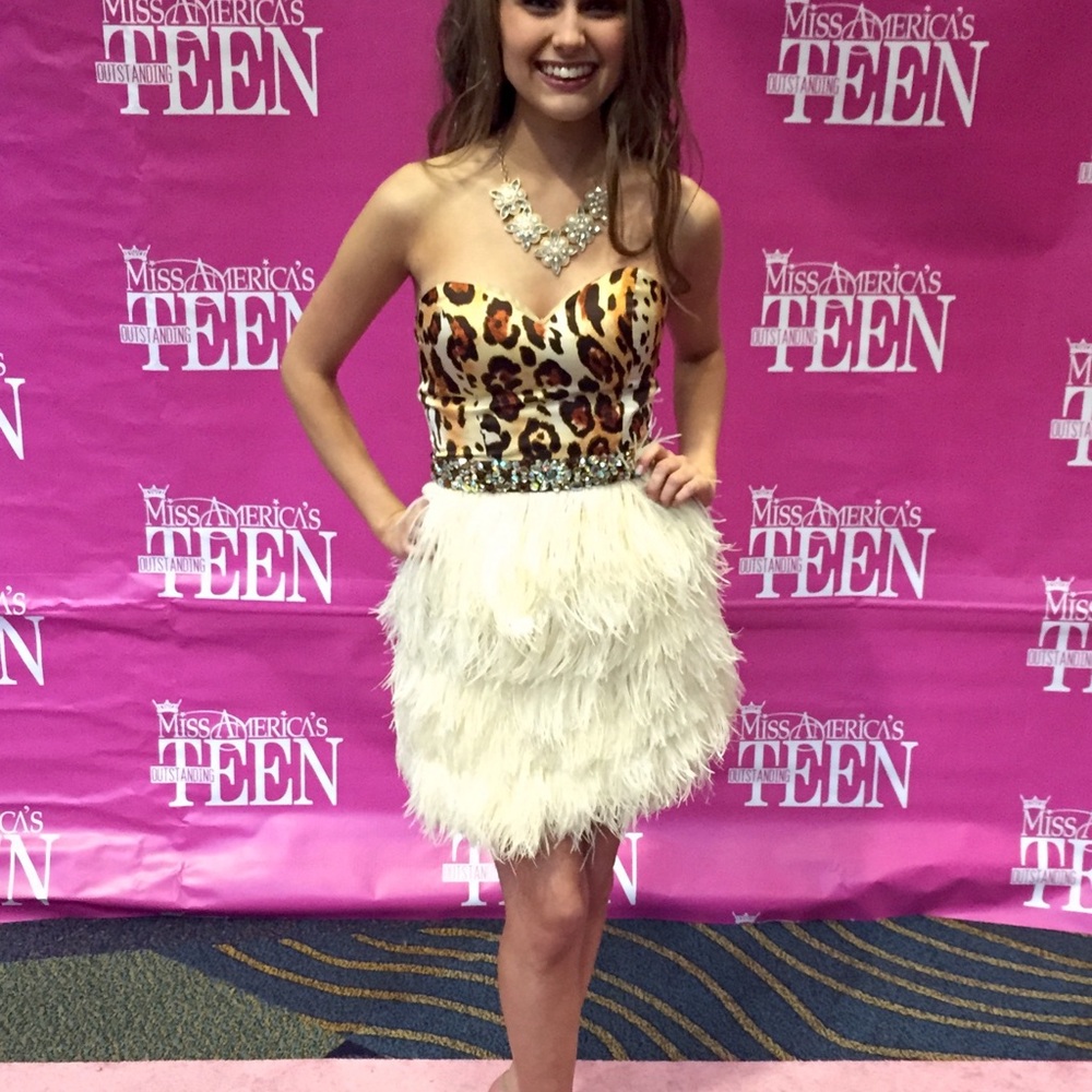 Sherri Hill Leopard Feather Cocktail Dress